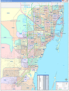 Miami Dade County Wall Map Color Cast Style